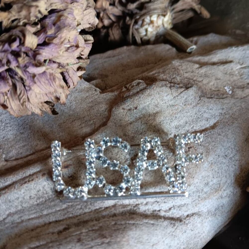 Vintage U.S. Air Force Glass Rhinestone Pin